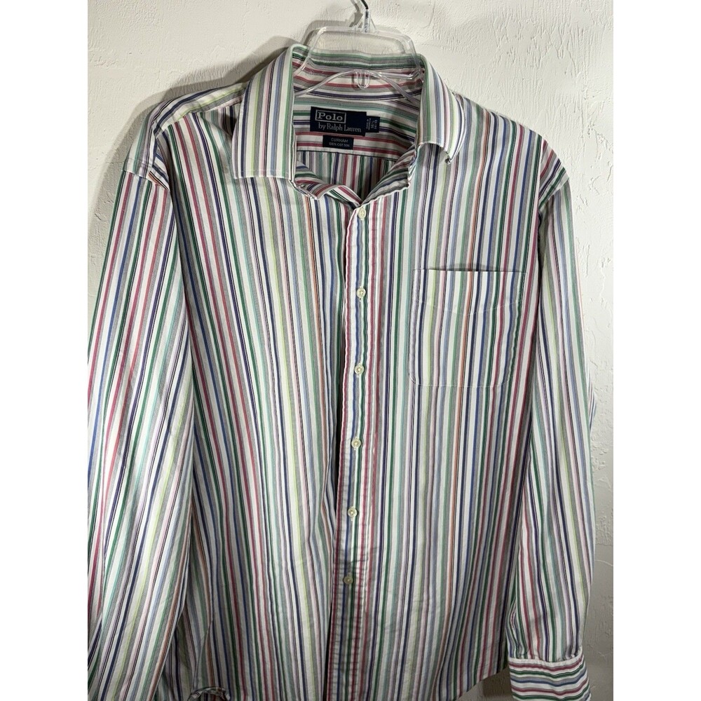 Polo Ralph Lauren 16 1/2, 34/35 Men’s Curham White Striped Button Up Shirt